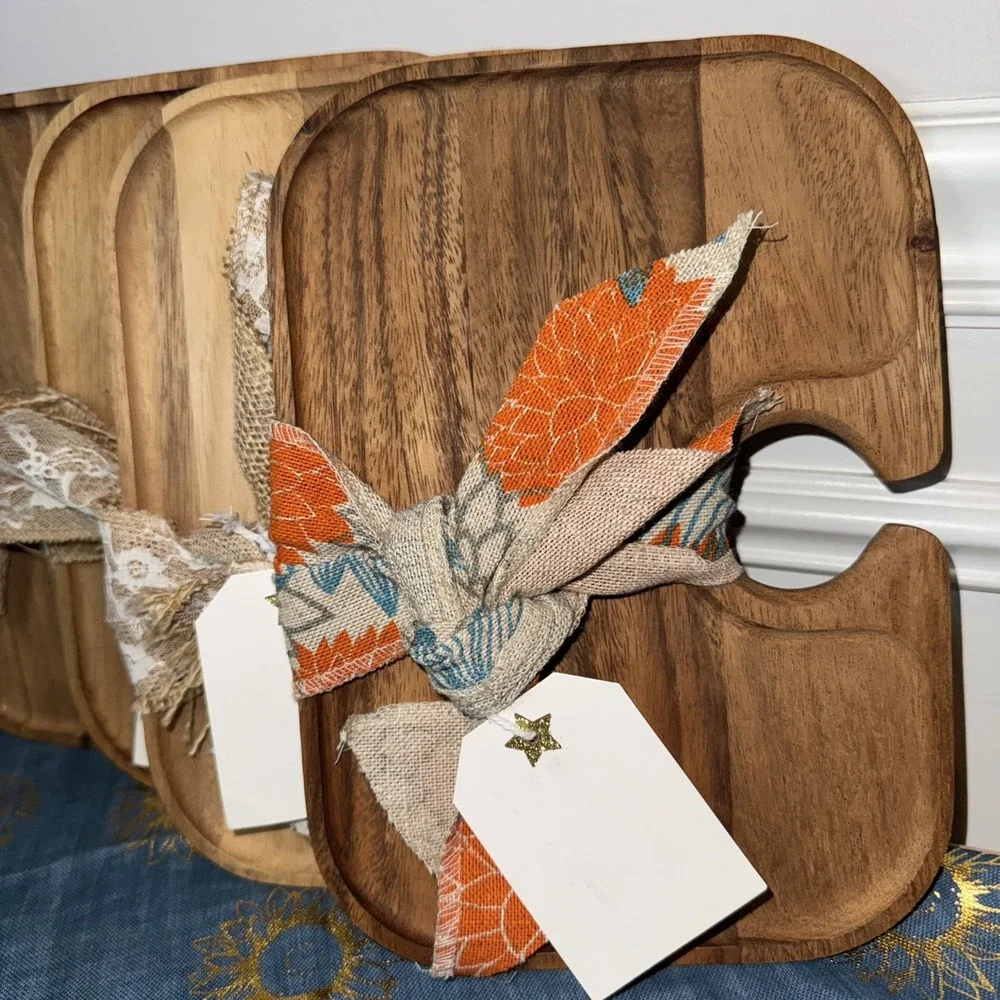 VTG Bundle‎ 4 Individual Charcuterie Boards Wine Bows Acacia Wood bachelorette